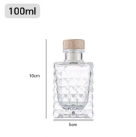 Flacon de parfum rectangulaire en verre gaufré 100 ml, diffuseur à bâtonnets avec surface transparente et bouchon à vis