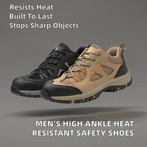 Chaussures de sécurité unisexes élégantes à tige haute en cuir microfibre, semelle en caoutchouc, résistantes à la chaleur, pour le désert, printemps, été, hiver - Product Image 2