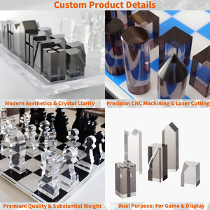 Jeu d'échecs <span class=keywords><strong>de</strong></span> luxe personnalisable XFL en Lucite/Acrylique avec logo personnalisé, impression sérigraphique et découpe laser - Product Image 2
