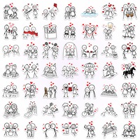 Autocollants populaires Baide Couple Stickman pour la Saint-Valentin, cadeau romantique pour déclaration d'amour, adhésifs DIY, imperméables, personnalisables, décoratifs