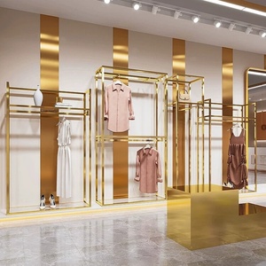 Espositore di <span class=keywords><strong>abbigliamento</strong></span> personalizzato di lusso per <span class=keywords><strong>abbigliamento</strong></span> in metallo scaffale per donna - Product Image 1