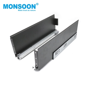 Systèmes de tiroirs dissimulés pour armoire de cuisine, hauteur 128 mm, gris, fermeture amortie, double paroi, à montage sous plan - Product Image 1