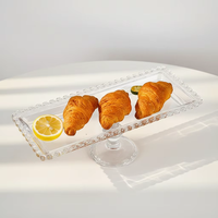 Présentoir en verre haut de gamme pour desserts et gâteaux, avec dentelle perlée en cristal, idéal pour bonbons et fruits, pour restaurants, hôtels et maisons.
