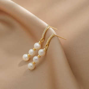 Pendientes de perlas naturales de agua dulce originales para mujer - Product Image 4