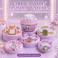Bracelet-montre perlé prêt à expédier, boîte mystère, jouet, cadran en cristal étincelant, style aléatoire, cadeau surprise de vacances pour enfants