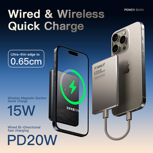 พาวเวอร์แบงค์ไร้สายแม่เหล็ก PD 20W ประสิทธิภาพสูงทำจากโลหะ10000mAh ชาร์จเร็ว Type-C แบตเตอรี่แพ็คพาวเวอร์แบงค์สำหรับ <span class=keywords><strong>iPhone</strong></span> 15 <span class=keywords><strong>14</strong></span> - Product Image 4