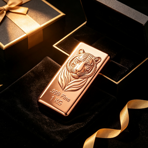 แท่งทองแดงลายเสือสลักลาย 99.9% ของสะสม ของตกแต่ง ของขวัญ - Product Image 3