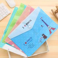 Pochette transparente en PVC A4 personnalisée avec bouton pour dossiers, enveloppes et classeurs de documents, présentoir à motifs pour l'école