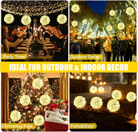 IP44 évalué 20CM-50CM suspendu rotin Globe LED arbre de noël lanterne boule pour paysage rue jardin décoration de mariage