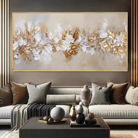 Peinture Murale Abstraite 3D Dorée en Gros, Texture Épaisse, Art Mural Moderne de Luxe 100% Fait Main, Décoration Murale Abstraite