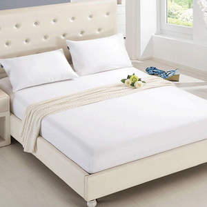 Ensemble de literie Saint Classic lavable de couleur blanc pur, <span class=keywords><strong>drap</strong></span> <span class=keywords><strong>plat</strong></span> et <span class=keywords><strong>drap</strong></span>-housse en tissu de coton - Product Image 2