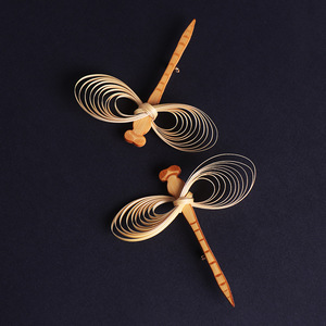 Bamboo Weaving Dragonfly Brooch Pin Handmade Insect Shape Gift For Unisex Fashion Accessory - Product Image 2