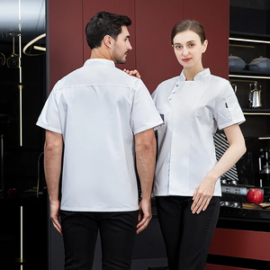 Professionele katoenen design OEM ODM hotelkeuken bakkerij keuken kok chef-kok jas uniform korte heren dames chef-kok uniform - Product Image 3