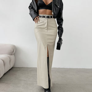 <span class=keywords><strong>Jupe</strong></span> longue fendue sur le côté en similicuir à taille haute pour femme Enyami, <span class=keywords><strong>jupe</strong></span> moulante en similicuir PU - Product Image 6