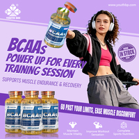 BCAA 500mg 2:1:1 en Cápsulas de Gelatina Halal, Garantía de Calidad, Pre y Post Entrenamiento para Fisicoculturistas, Disponible Ahora, Botella de 240 Cápsulas