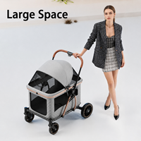 Poussette pour chien de grande taille, robuste, 55 kg | Pliage à une main en 3 étapes | Cadre en acier et aluminium | Roue avant pivotante EVA | Vente en gros OEM