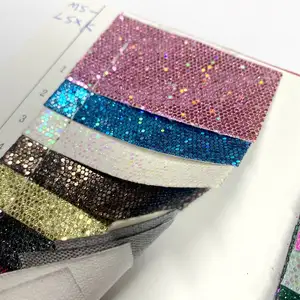 Holographischer metallischer Glitzer Kunstlederstoff Synthetisches Leder zur Herstellung von Taschen/Bogen/Dekorationen goldene Farbe