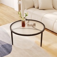 Table basse de style nordique avec structure métallique et plateau en verre trempé pour petit appartement, balcon, salon