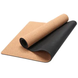 Оптовая продажа, экологически чистый коврик для йоги из пробки из натурального каучука для горячей йоги