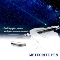 Pluma Estilográfica Pentagonal M3850F de Meteorito Natural y Latón con Punta de Acero Inoxidable, Caja de Regalo Metálica para Colección