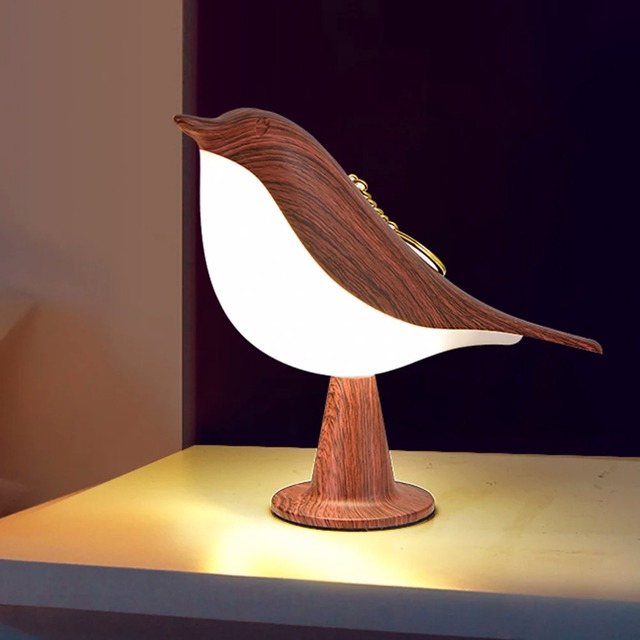 Small Cordless LED Table Lamp Magpie Shape Night Light Dimmable Touch Sensor Bedside Lamp USB Rechargeable Desk Lamp for Bedroom