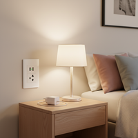 Enchufe de Pared de 3 Polos Estándar Estadounidense de Calidad Superior con Panel de PC Blanco, Fabricado en Tailandia, con Puertos USB Tipo A Dobles, CC 5V 2100mA