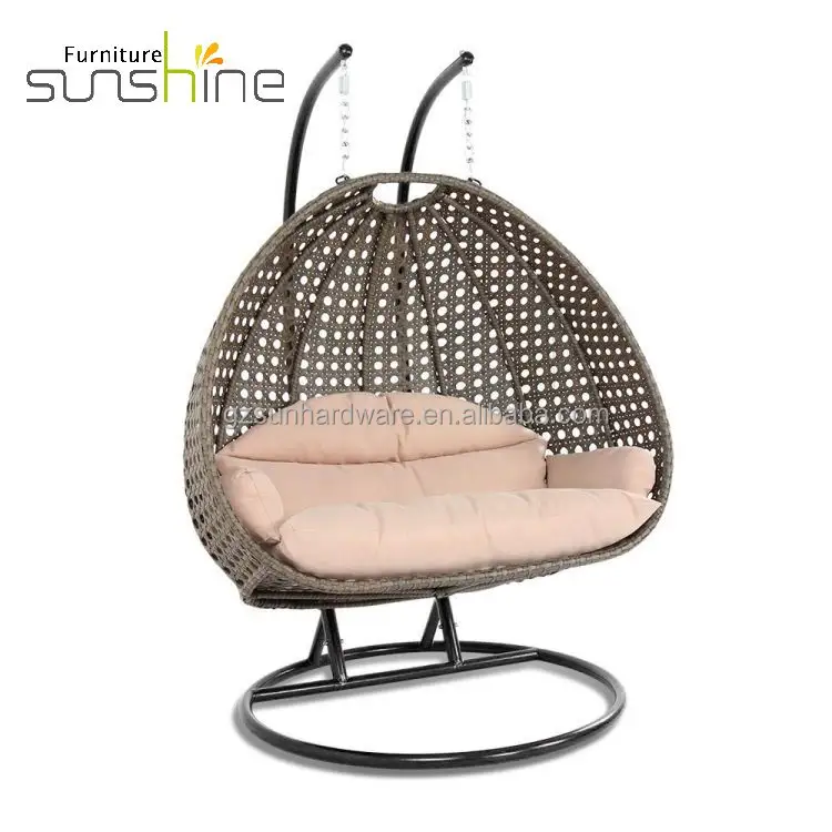 Móveis ao ar livre moderno, formato de ovo corda cadeira balanço cadeira ao ar livre cadeira de pendurar jardim natural oscilante assento