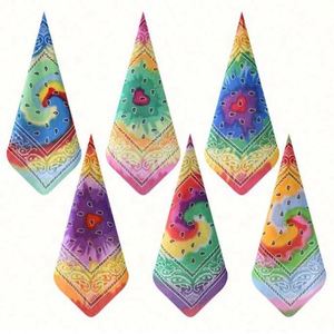 High Quality <b>square</b> Organic Cotton Custom logo Sublimation Print Bandana <b>Scarf</b> - Product Image 4