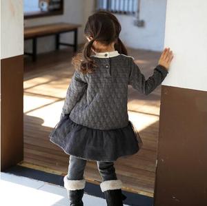 Vestidos de Moda para Niñas, Hechos en China, de Poliéster/Algodón, Hasta la Rodilla, con Diseño Floral, para Invierno - Product Image 4