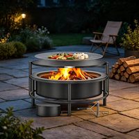 Brasero moderne certifié CE avec grille de cuisson, chauffe-jardin extérieur sécurisé, foyer à bois modèle F40702 pour chauffage domestique et cuisson