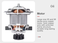 Mixeur Commercial Robuste 8002B OEM ODM avec Moteur Entièrement en Cuivre 9850, Haute Qualité, 2200W, 5+ Vitesses, Multifonctionnel pour Maison et Hôtel