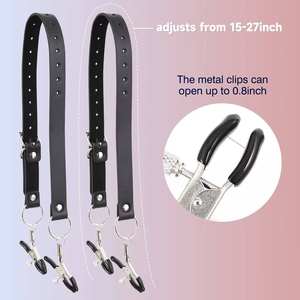 Metal meme Labia ve meme kelepçe açık bacak deri kemer açık uyluk Labia klitoris klip BDSM seks oyuncakları kadınlar için - Product Image 6