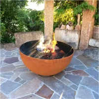 Barbecue extérieur en acier Corten pour feu de camp, table de cuisson au bois