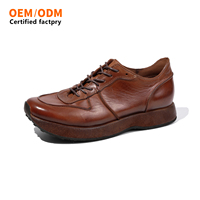 Fabricant de chaussures en cuir OEM/ODM – Vente en gros de chaussures décontractées et sportives pour hommes, en cuir de cheval, à semelle épaisse, respirantes, à lacets, style rétro, collection printemps