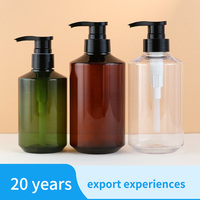 Bouteille transparente en plastique de 500 ml pour shampoing et lotion avec pompe, épaule inclinée, distributeur PET pour gel douche, cosmétiques