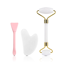 Kit de massage facial en résine blanche, rouleau double tête et spatule en forme de cœur, outil de soin anti-gonflement et liftant pour le visage et le spa beauté