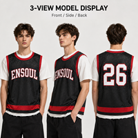 Maßgefertigtes Sportliches Doppellagiges Mesh-Trikot mit Siebdruck-Kontrastbesatz Streetwear Ärmellose Weste Herren T-Shirt Hersteller
