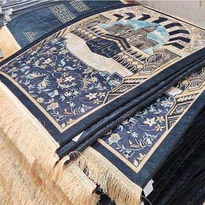 2024 Thiết Kế Mới Cầu Nguyện Mat Tùy Chỉnh Hồi Giáo Hồi Giáo Cầu Nguyện Thảm Mềm Có Thể Giặt Giả Lụa Nhung In Sàn Thảm - Product Image 5