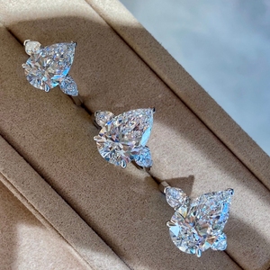แหวนหมั้นเพชรทรงลูกแพร์ Aazuo Luxury ทองคำขาว 18K แท้ รับรองโดย IGI น้ำหนัก 3.0ct-6.0ct เพชรเพาะเลี้ยงสำหรับงานแต่งงานของผู้หญิง - Product Image 3