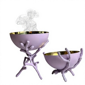 Brûleur d'encens élégant en céramique lavande avec support en forme de branche, fait main, porte-encens aromatique pour la décoration intérieure, utilisation toute saison, prix d'usine - Product Image 1