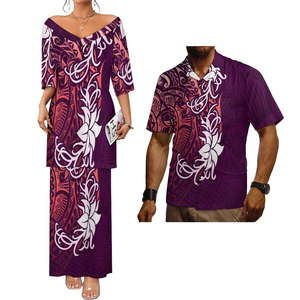 Automne nouveau polynésien Samoan Tribal conception personnalisée femmes grande taille robe Match hommes chemises 2 pièces ensembles de <span class=keywords><strong>tatouage</strong></span> de Couple - Product Image 5