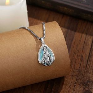 Collier pendentif Médaille Miraculeuse <span class=keywords><strong>Vierge</strong></span> Marie en gros directement <span class=keywords><strong>de</strong></span> l'usine, plaqué or 18 carats, pierre <span class=keywords><strong>de</strong></span> lune en forme <span class=keywords><strong>de</strong></span> goutte, bijoux religieux - Product Image 5