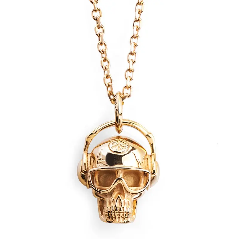 Stainless Necklace Pendant Necklace Stainless Steel Custom Jewelry Rock Gothic Skull 18K Gold Plated Rose Gold Plated Link Chain Necklaces Punk