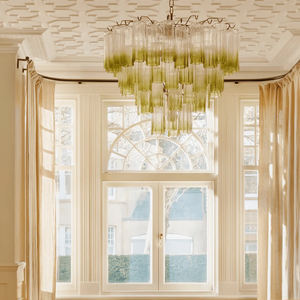 Lustre sculptural Art <span class=keywords><strong>d</strong></span>éco italien Tubes en verre texturé soufflé à la main Cadre en métal Ombre verte Unique Lustre haut de gamme <span class=keywords><strong>Chiara</strong></span> - Product Image 2