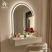 Table de toilette flottante moderne avec miroir LED mural, bureau de maquillage pour chambre à coucher, vente en gros de meubles