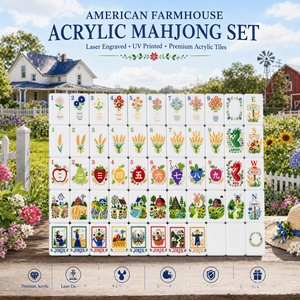 En stock: Juego de mahjong rústico estilo americano para reuniones familiares y con amigos, un juego de mesa relajante para entretenimiento. - Product Image 1