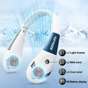 Wiederaufladbarer tragbarer persönlicher Mini-Luftkühler mit drei Windgeschwindigkeiten klingelloser hängender Nackenventilator