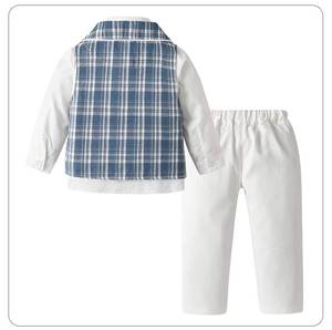 Nuovo <span class=keywords><strong>Elegante</strong></span> <span class=keywords><strong>Completo</strong></span> Formale per Bambini con Papillon, Abbigliamento per Bambini, Camicia a Maniche Lunghe, Gilet a Quadri, Pantaloni, Outfit per Ragazzi - Product Image 6