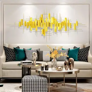 150x64 Factory Price high gloss steel design modern wall art home decors 3D gold metal hanging for meeting living room wholesale