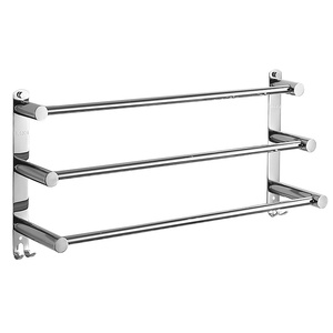 Portasciugamani da <span class=keywords><strong>Bagno</strong></span> in <span class=keywords><strong>Acciaio</strong></span> Inox 304 a Doppia Barra, Design Moderno Lucidato, Installazione a Parete Senza Foratura - Product Image 5